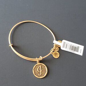 New Alex and Ani G Initial Letter Gold Charm Bracelet Adjustable Bangle  656